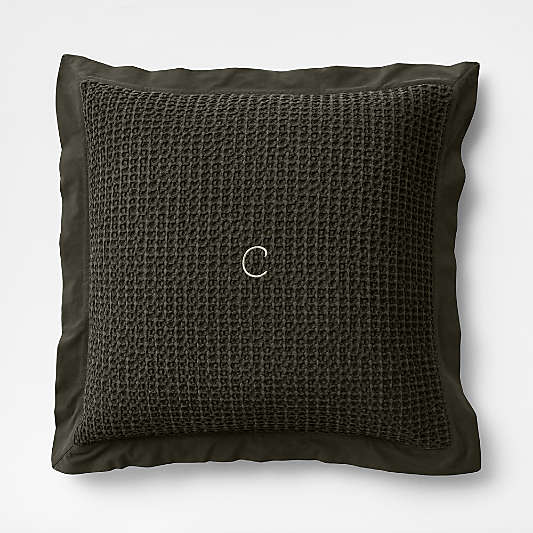 Organic Cotton Waffle Ficus Green Euro Bed Pillow Sham