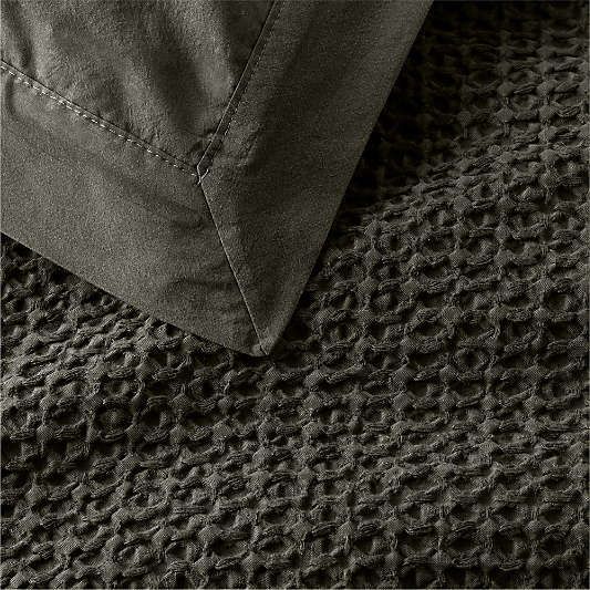 Organic Cotton Waffle Ficus Green Full/Queen Duvet Cover
