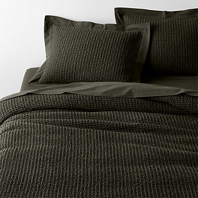 View Organic Cotton Waffle Ficus Green King Duvet Cover details