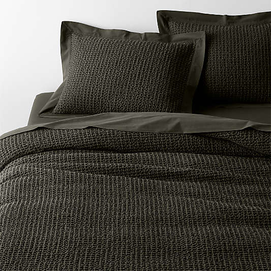 Organic Cotton Waffle Ficus Green Full/Queen Duvet Cover