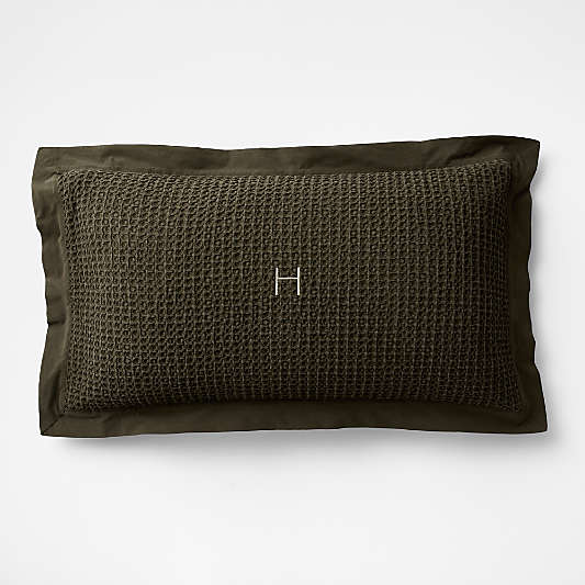 Organic Cotton Waffle Ficus Green King Bed Pillow Sham