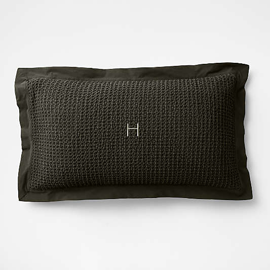 Organic Cotton Waffle Ficus Green King Bed Pillow Sham