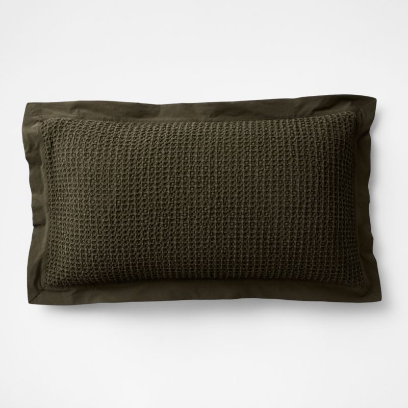 Organic Cotton Waffle Ficus Green King Bed Pillow Sham - image 2 of 4