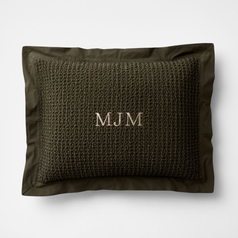 Viewing product image Organic Cotton Waffle Ficus Green Standard Bed Pillow Sham - image 1 of 3