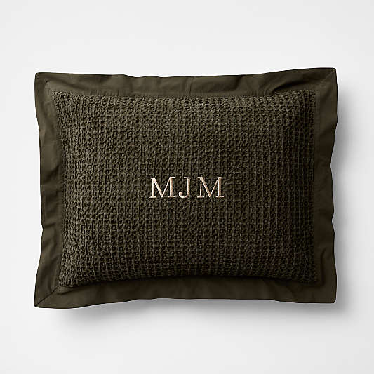 Organic Cotton Waffle Ficus Green Standard Bed Pillow Sham