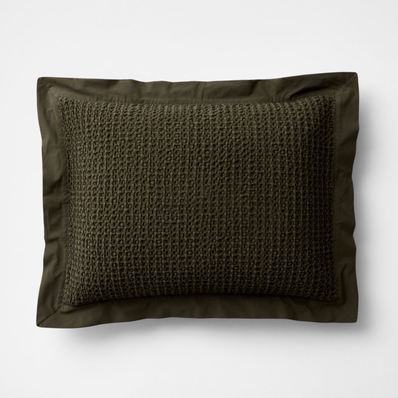 Organic Cotton Waffle Ficus Green King Bed Pillow Sham - image 1 of 4
