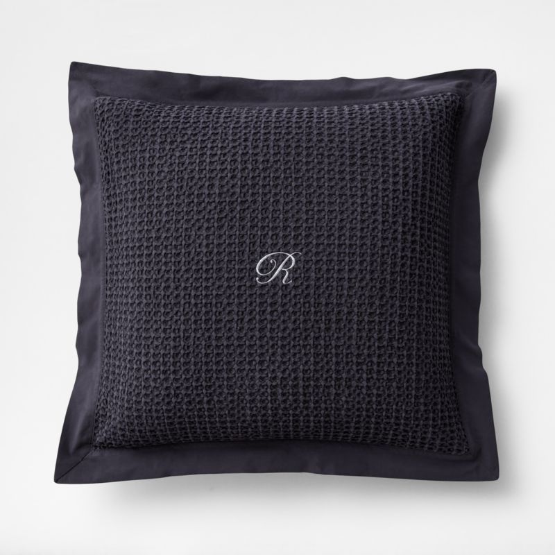 Organic Cotton Waffle Midnight Navy Blue Euro Bed Pillow Sham - image 1 of 3