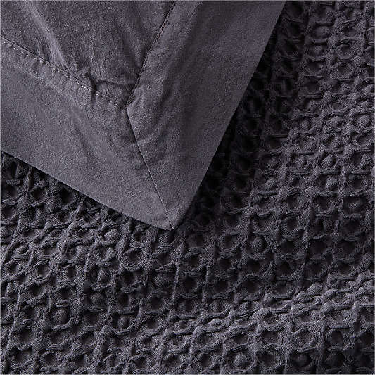 Organic Cotton Waffle Midnight Navy Blue Duvet Cover