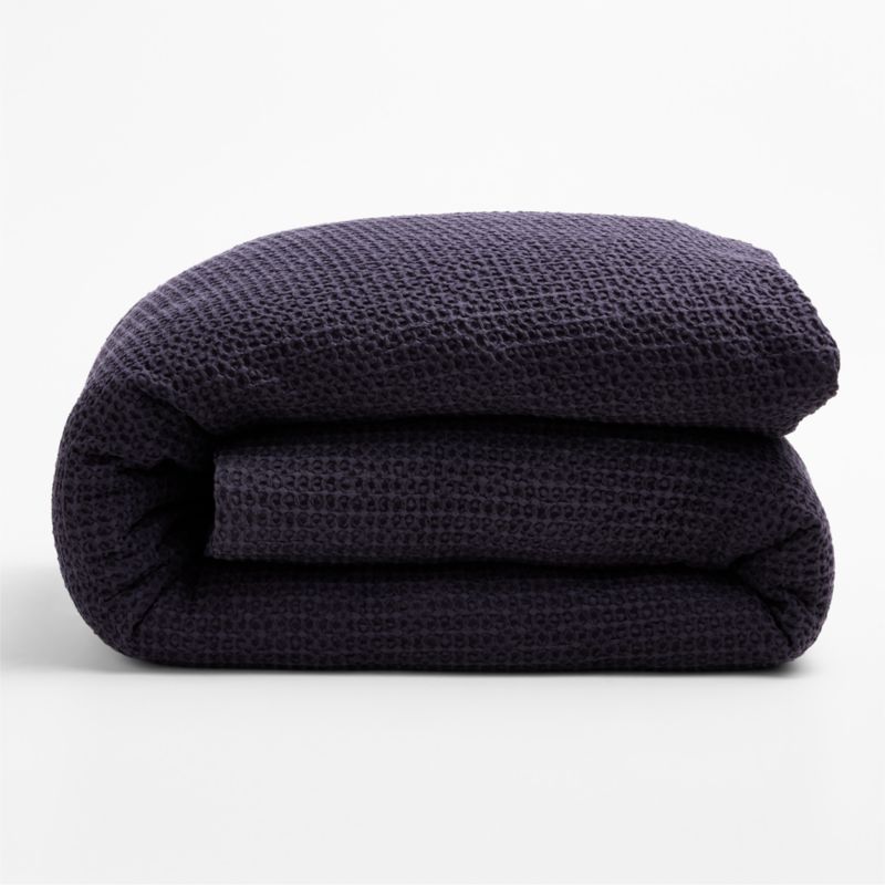 Organic Cotton Waffle Midnight Navy King Duvet Cover - image 4 of 6