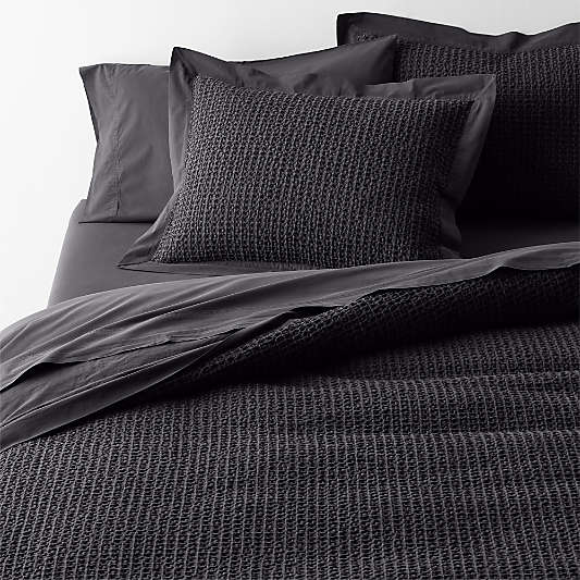 Organic Cotton Waffle Midnight Navy Blue Duvet Cover