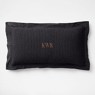 View Organic Cotton Waffle Midnight Navy Blue King Bed Pillow Sham details
