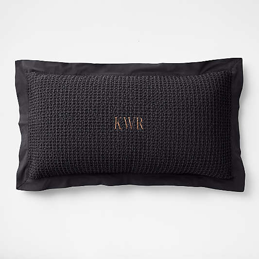 Organic Cotton Waffle Midnight Navy Blue King Bed Pillow Sham
