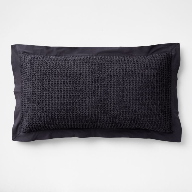 Organic Cotton Waffle Midnight Navy Blue King Bed Pillow Sham - image 2 of 4