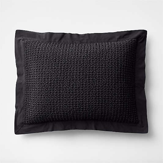 Organic Cotton Waffle Midnight Navy Blue Bed Pillow Sham