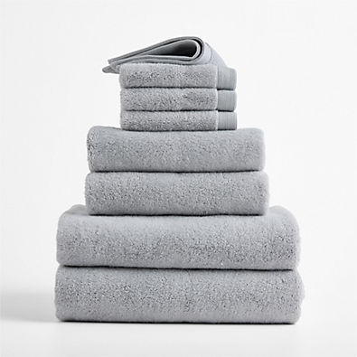 View Luxe Plush Organic Turkish Cotton Grey Bath Towels, Set of 8 details