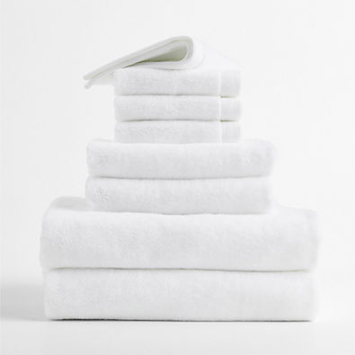 View Luxe Plush Organic Turkish Cotton White Bath Towels, Set of 8 details