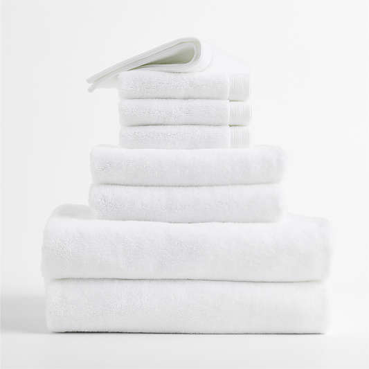 Organic Luxe Plush Turkish Cotton White Bath Towels, Set of 8