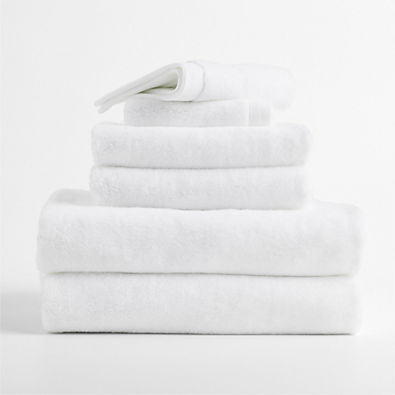 View Luxe Plush Organic Turkish Cotton White Bath Towels, Set of 6 details