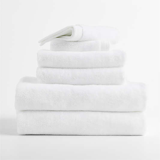 Luxe Plush Organic Turkish Cotton White Bath Towels, Set of 6