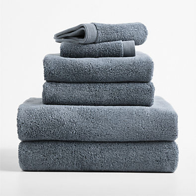 View Luxe Plush Organic Turkish Cotton Evening Blue Bath Towels, Set of 6 details