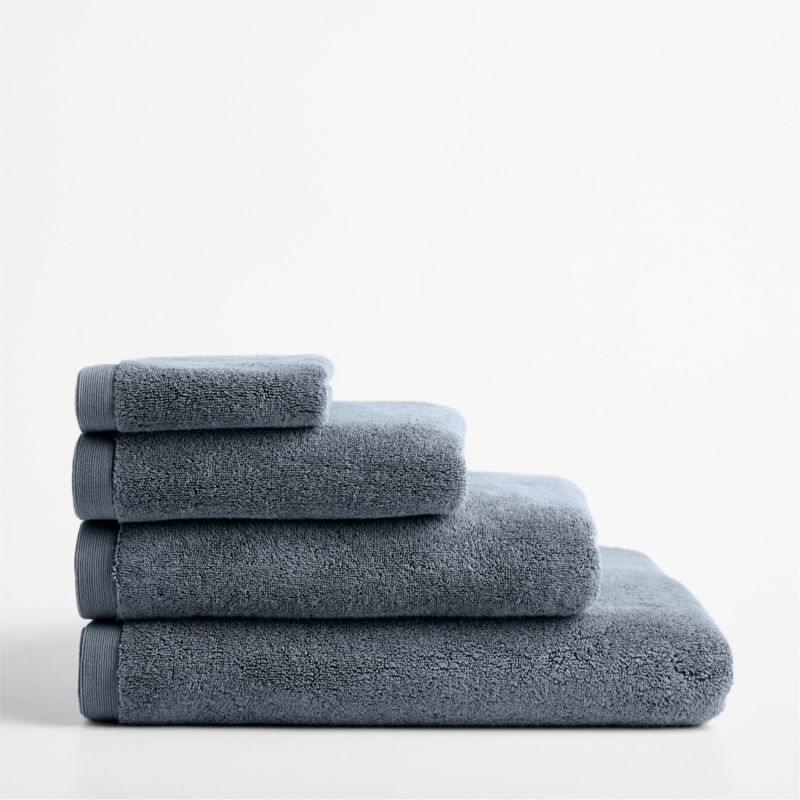 Organic Luxe Plush Turkish Cotton Evening Blue Washcloth - image 1 of 6