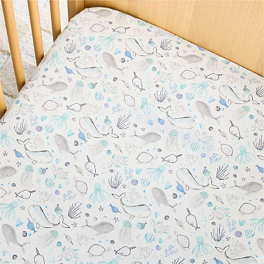Stay Cool Sea 100% Organic Cotton Baby Crib Fitted Sheet