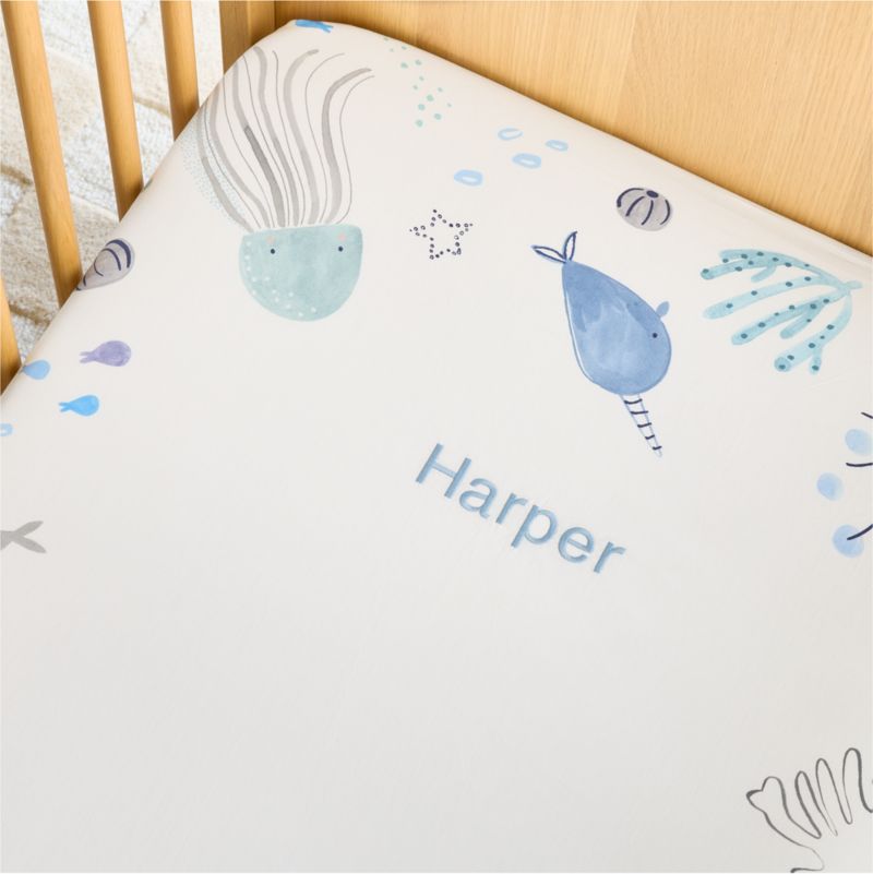 Stay Cool Sea 100% Organic Cotton Baby Crib Fitted Sheet - image 1 of 5