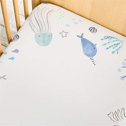 Stay Cool Sea 100% Organic Cotton Baby Crib Fitted Sheet