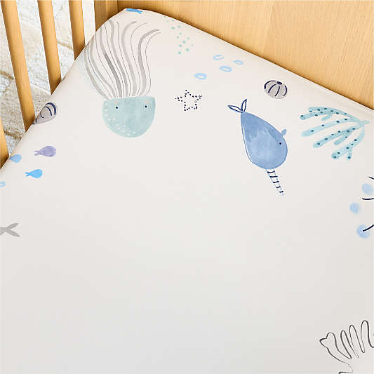 Stay Cool Sea 100% Organic Cotton Baby Crib Fitted Sheet