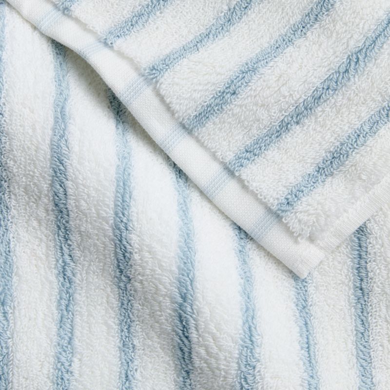Organic Turkish Cotton Pale Blue and Crisp White Stripe Bath Towel - image 2 of 5