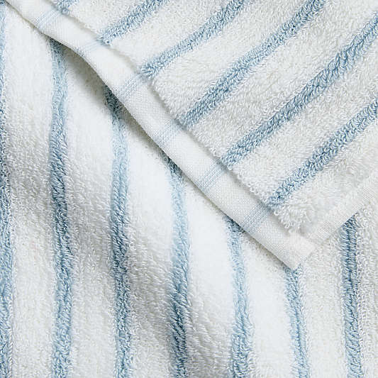 Classic Organic Turkish Cotton Pale Blue and Crisp White Stripe Hand Towel