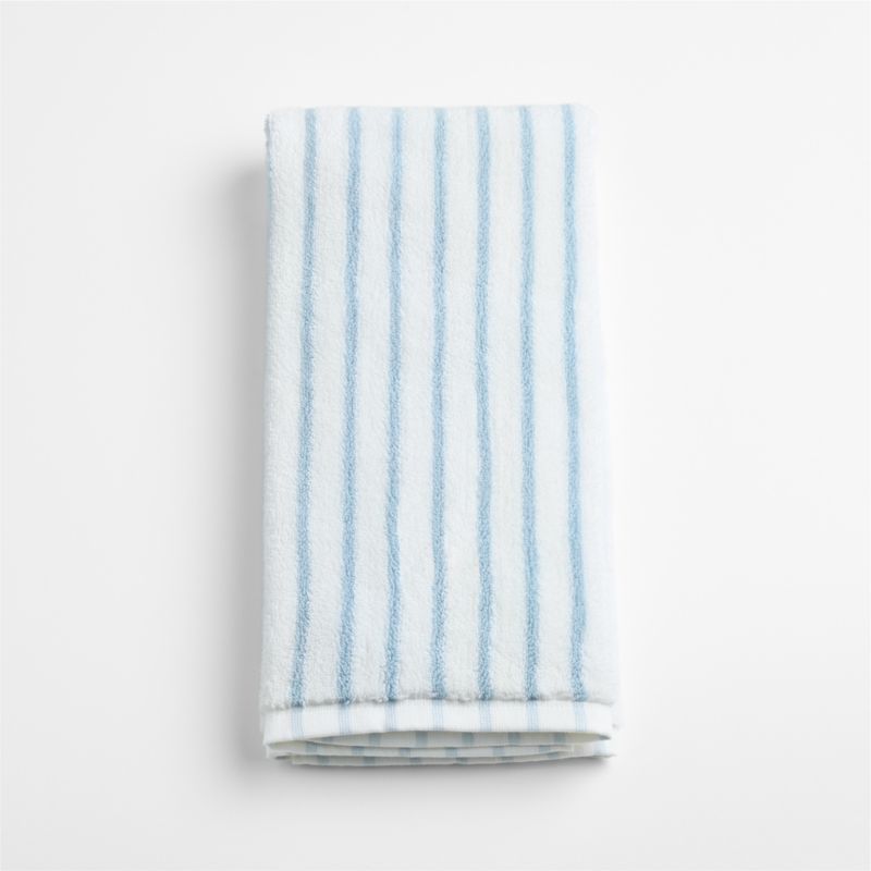 Organic Turkish Cotton Pale Blue and Crisp White Stripe Hand Towel - image 1 of 5