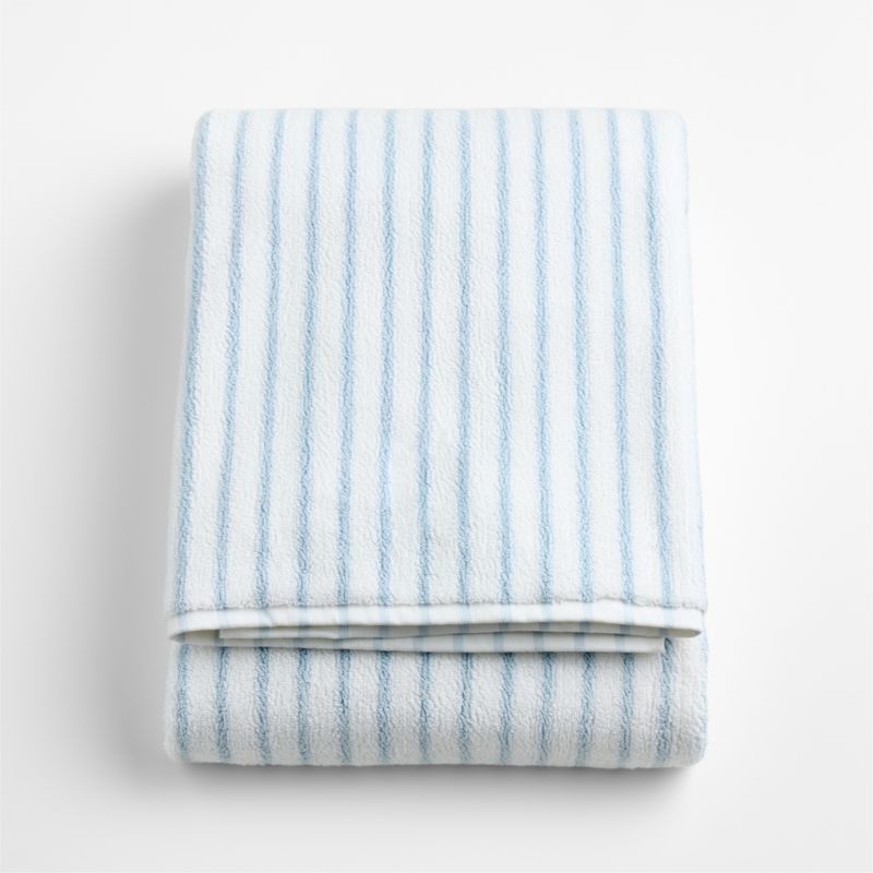 Organic Turkish Cotton Pale Blue and Crisp White Stripe Bath Sheet - image 1 of 5