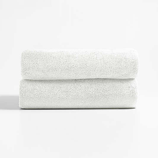 Classic Organic Turkish Cotton White Bath Towels, Set of 2