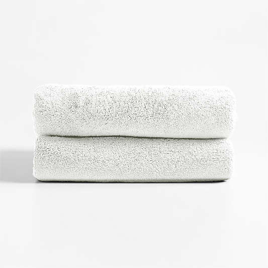 Classic Organic Turkish Cotton White Hand Towels, Set of 2