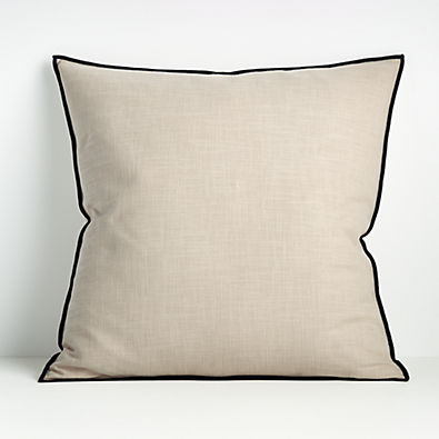 View Organic Moonbeam 23" Merrow Stitch Cotton Pillow with Feather Insert. details