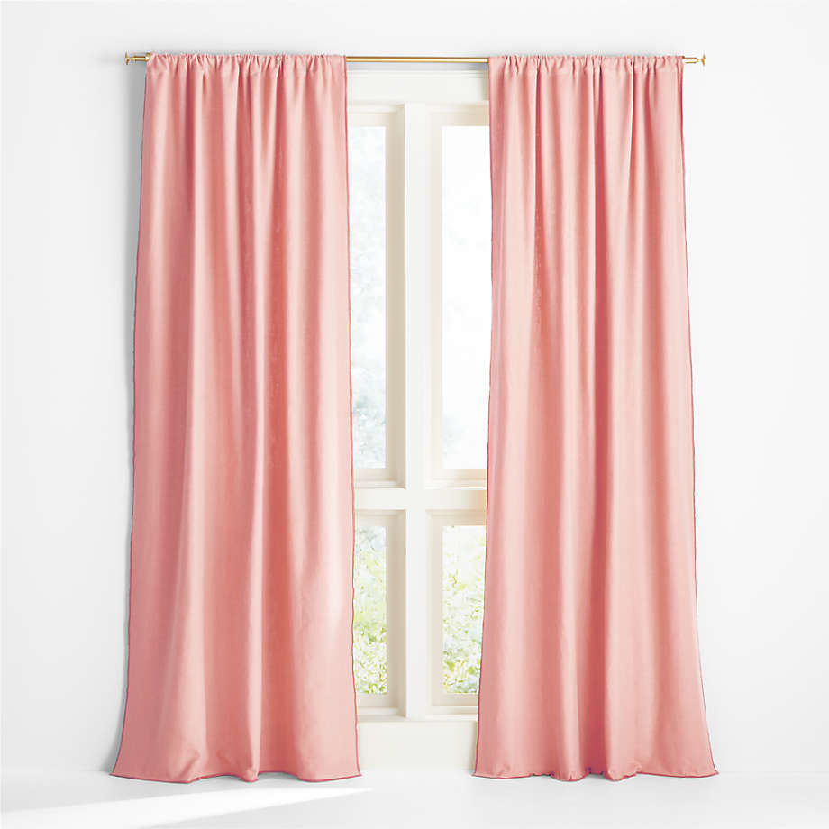 Ori Pink Cotton Kids Window Curtain Panel 44"x63" Crate & Kids