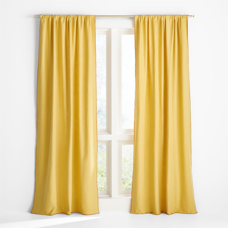 Ori Yellow Cotton Kids Window Curtain Panel 44