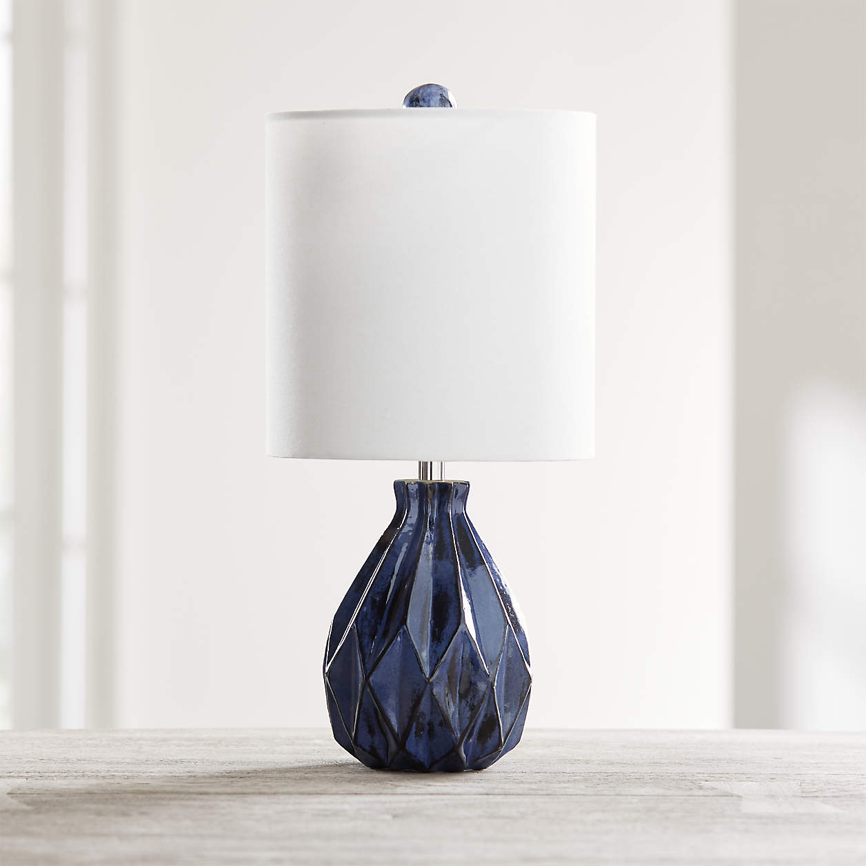 Origami Blue Ceramic Table Lamp + Reviews | Crate & Barrel