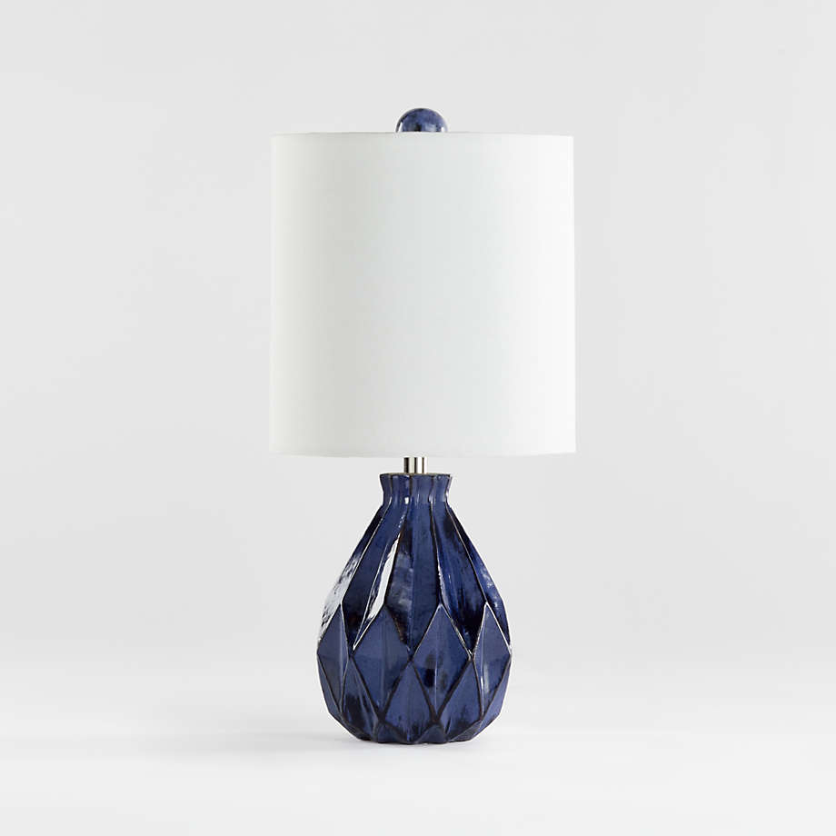 Origami Blue Ceramic Table Lamp, Navy Blue End Table Lamps