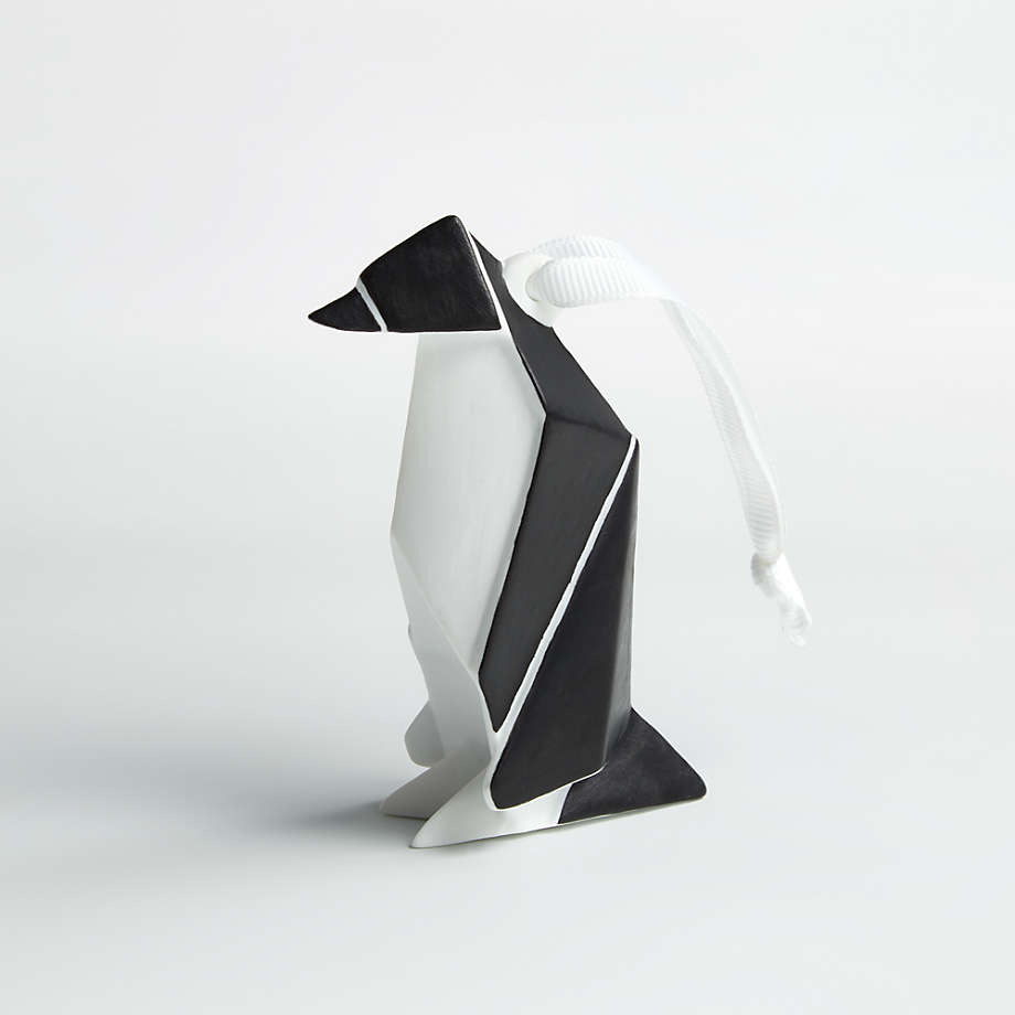 Porcelain Origami Penguin Christmas Tree Ornament + Reviews Crate