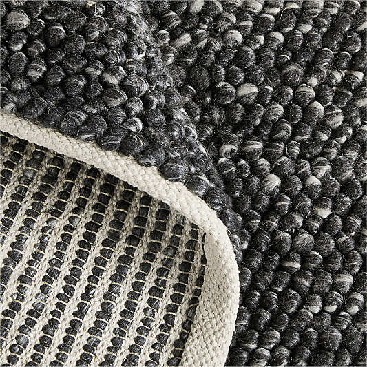 Orly Wool Blend Handwoven Black Rug Swatch 12"x18"