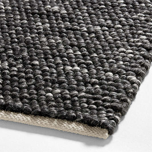 Orly Wool Blend Textured Black Area Rug 9'x12'