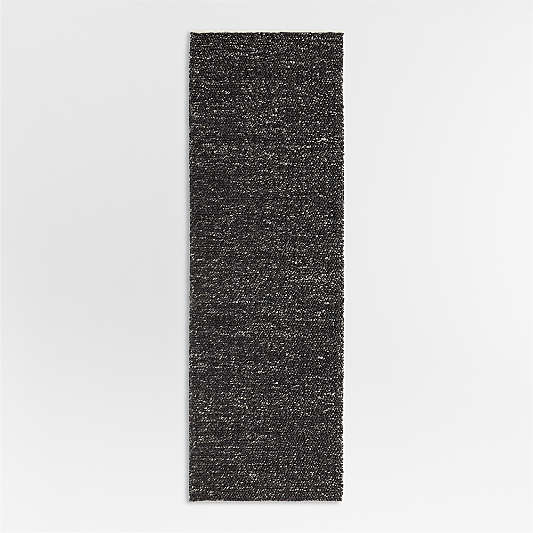 Orly Wool Blend Handwoven Black Runner Rug 2'10"x9'