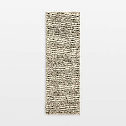 Orly Wool Blend Textured Cream and Grey Runner Rug 2'10"x9'