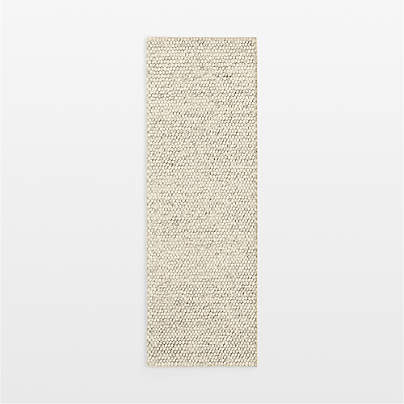 Orly Wool Blend Textured Ivory Runner Rug 2'10"x9'