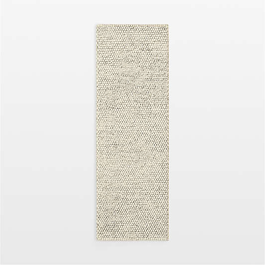 Orly Wool Blend Textured Ivory Runner Rug 2'10"x9'