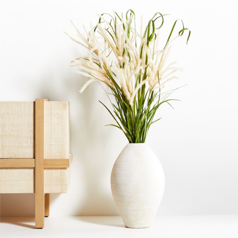 Faux Grass Bunch Arrangement in Ophelia White Floor Vase