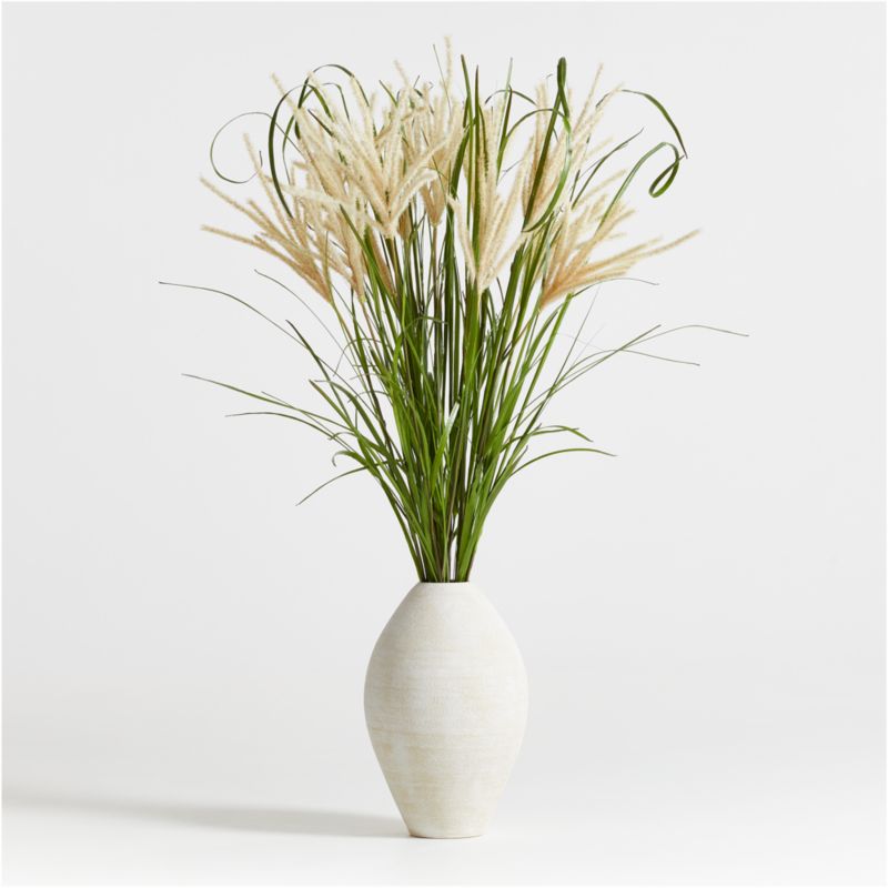 Faux Grass Bunch Arrangement in Ophelia White Floor Vase