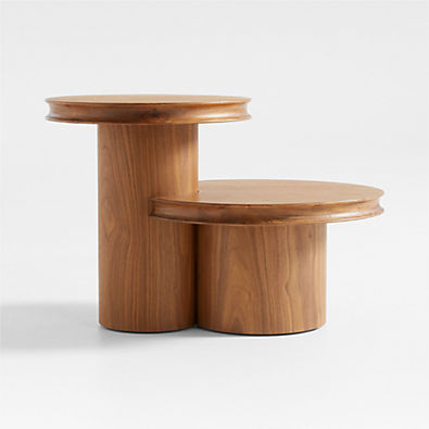 View Oro Natural Walnut Wood Tiered Side Table details